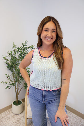 Nikki Contrast Crochet Tank