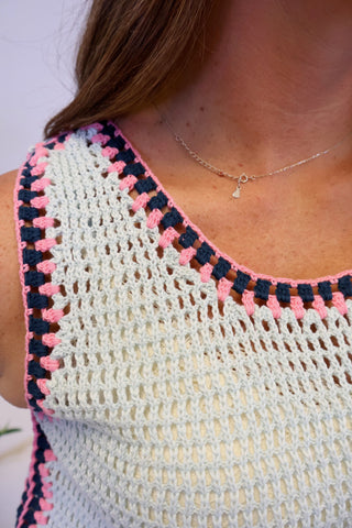 Nikki Contrast Crochet Tank