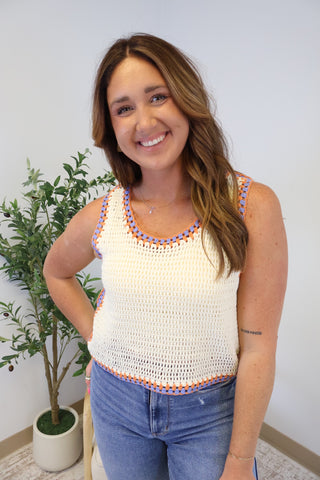 Nikki Contrast Crochet Tank