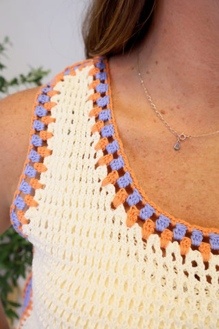 Nikki Contrast Crochet Tank
