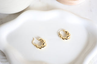 Hannah Croissant Twist Hoops Earrings Gold Filled