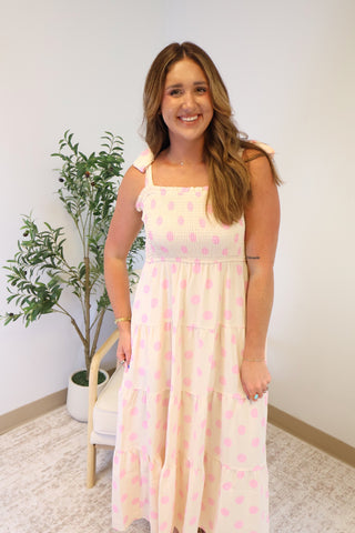 Elena Tiered Polka Dot Dress