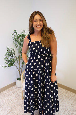Elena Tiered Polka Dot Dress