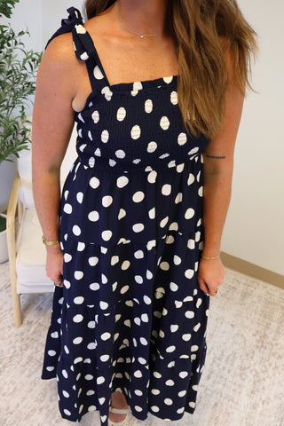 Elena Tiered Polka Dot Dress