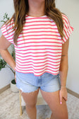 Fuchsia/White Stripe