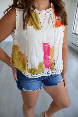Rachel Floral Eyelet Top