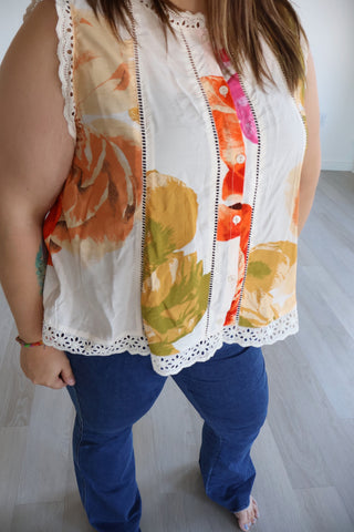 Rachel Floral Eyelet Top