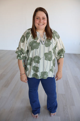 Darcie Botanical Pintuck Blouse