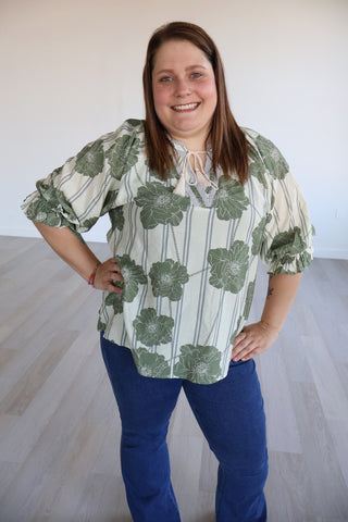 Darcie Botanical Pintuck Blouse