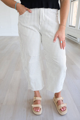 Cecilia Striped Barrel Pants