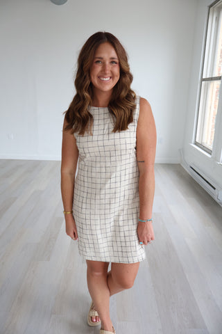 Samantha Grid Pattern Mini Dress
