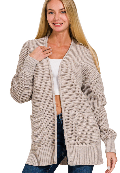 Rose Waffle Cardigan