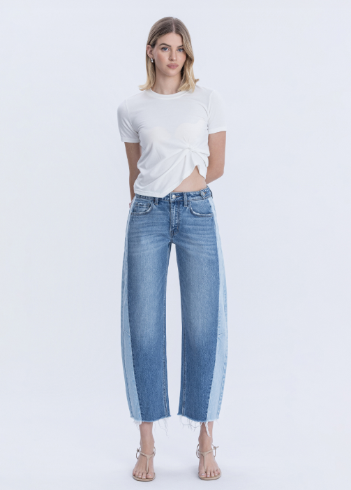 Star Light High Rise Two Toned Barrel Jeans