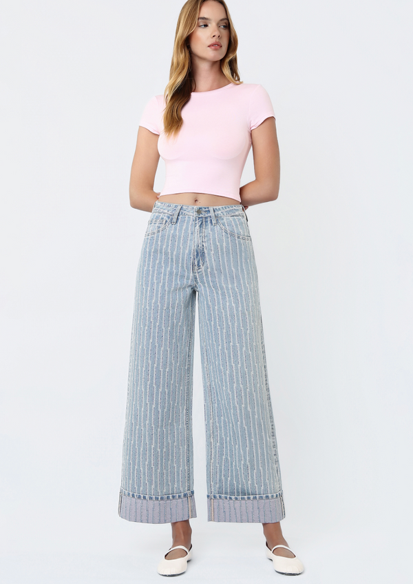 Anna Wide Legged Striped Jeans
