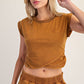 Noa Mineral Washed Short Sleeve Wrap Top