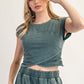 Noa Mineral Washed Short Sleeve Wrap Top