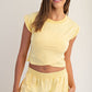 Noa Mineral Washed Short Sleeve Wrap Top