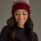 Burgundy & White Patterned Pom Hat