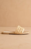 The Natasha | Natural Raffia Slide with Woven Basket Feature