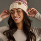 Beige, Lilac & Orange Patterned Pom Hat
