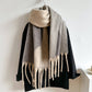 Geometric Fringe Wool Scarf