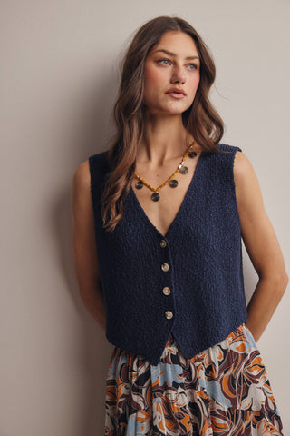 Hannah Button-Front Knit Vest