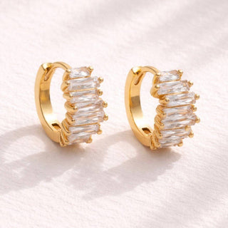 CZ Baguette Huggie Hoop Earrings