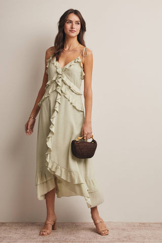 Sophie Ruffle Tie-Front Midi Dress