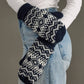 Dk. Navy & White Patterned Mittens