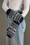 Dk. Navy & White Patterned Mittens