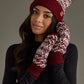 Burgundy & White Patterned Pom Hat