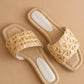 The Natasha | Natural Raffia Slide with Woven Basket Feature