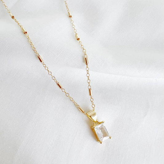 Goldie Clear CZ Pendant Necklace Gold Filled