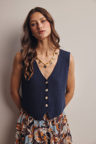 Hannah Button-Front Knit Vest