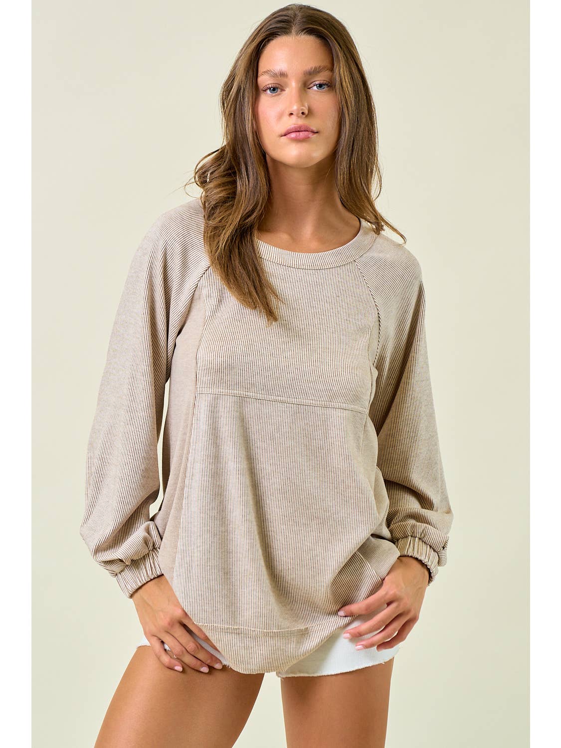 Carol Pleat Sleeve Mix Top