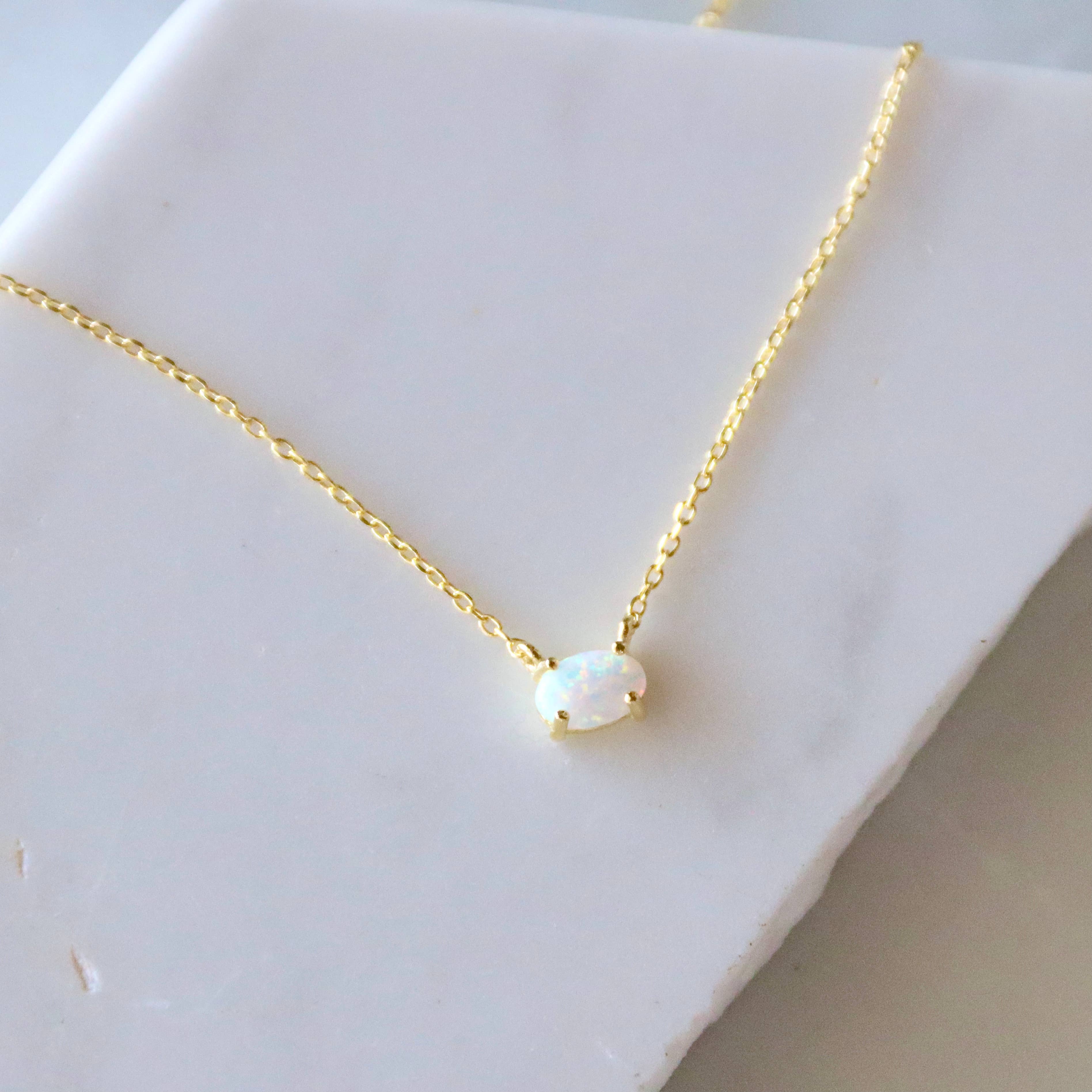 Mini Oval Opal Necklace