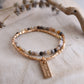 Gemstone Wrap Bracelet with Faceted Gold Beads
