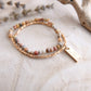 Gemstone Wrap Bracelet with Faceted Gold Beads
