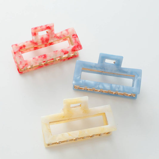 Isla | Medium Hollow Rectangle Metal Claw Clip