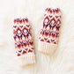 Beige, Lilac & Orange Patterned Mittens
