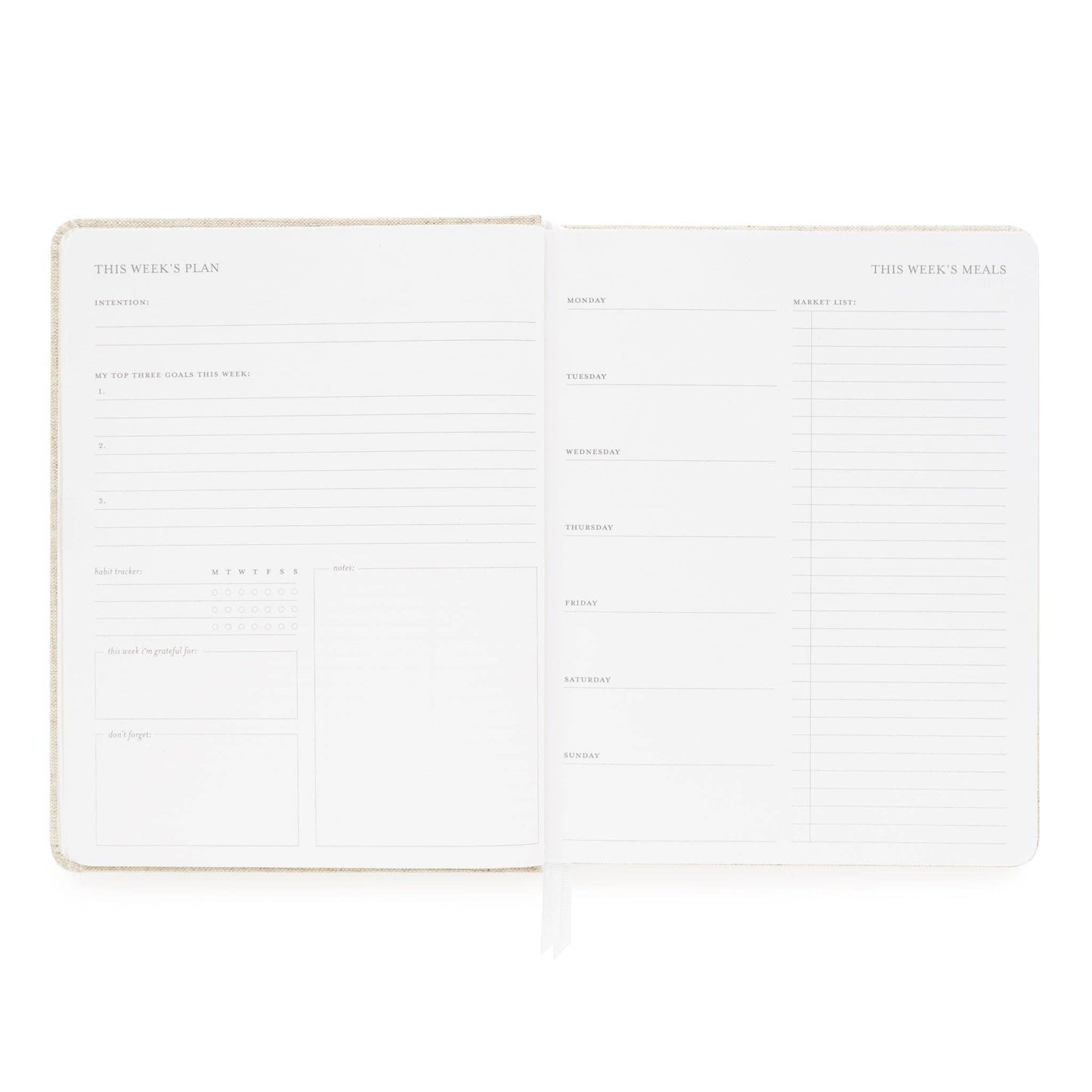 Undated Weekly Planner, Flax