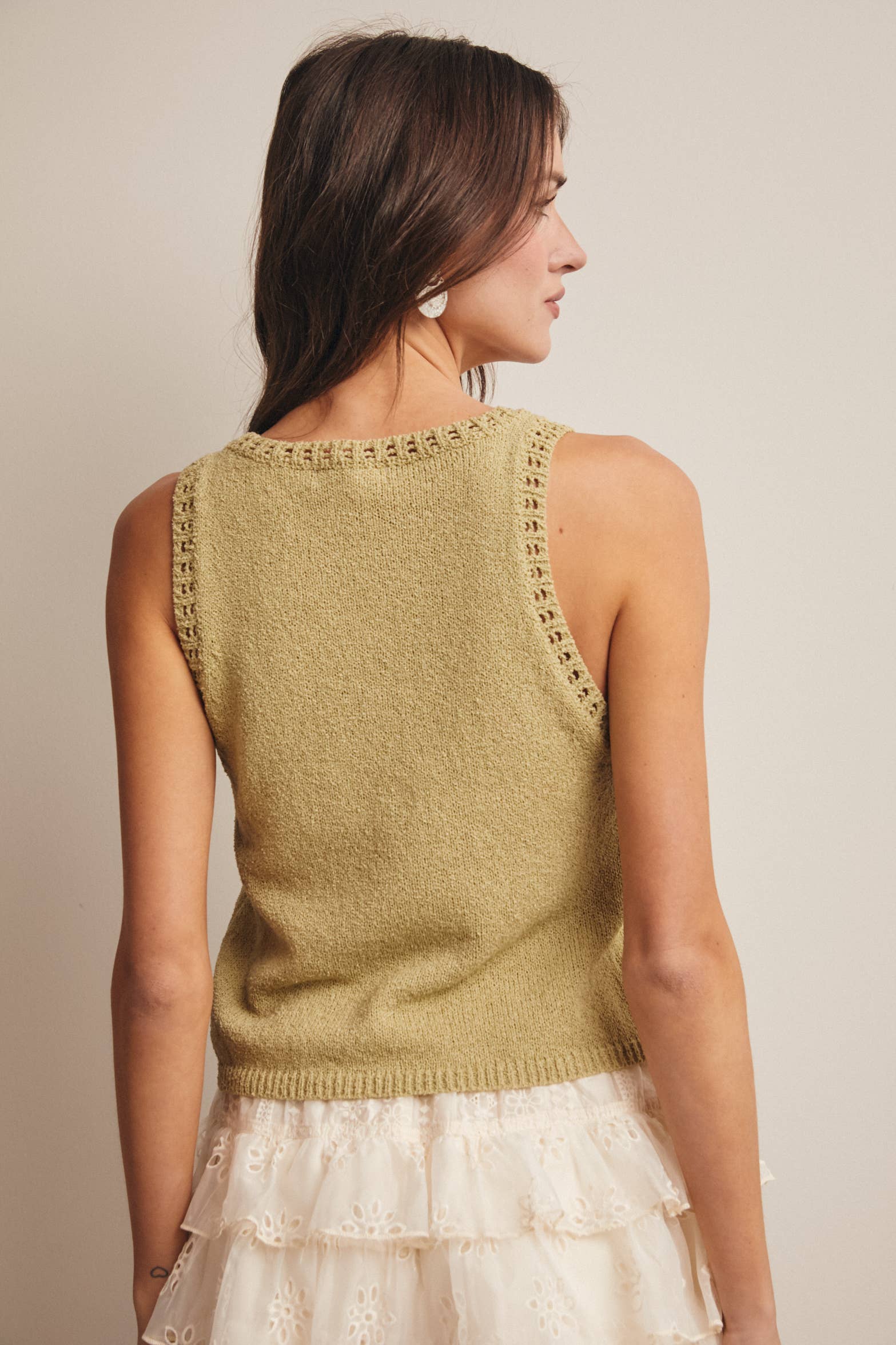 Lisa Open-Knit Sleeveless Tank Top