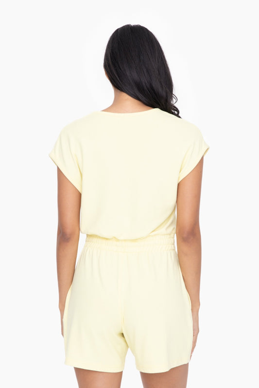 Lemon Brushed V-Neck Romper