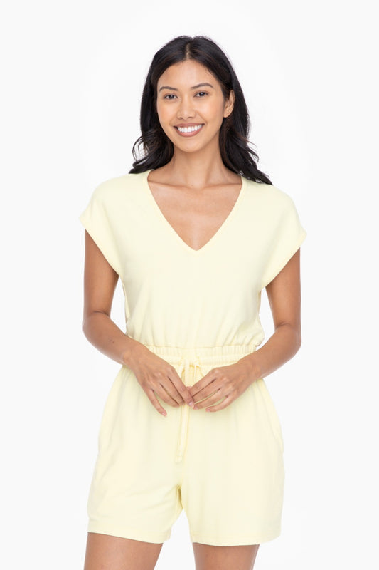 Lemon Brushed V-Neck Romper
